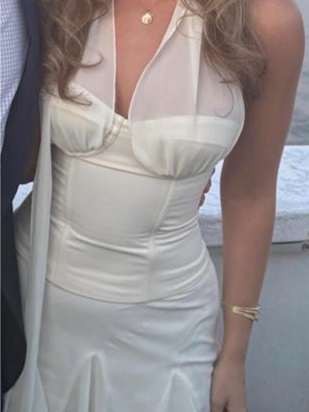White Fox Boutique Ivory Satin Halter Corset Skirt Set